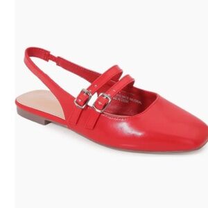 NWOT BERNESS WOMENS CARLY RED STRAPPY SLINGBACK FLATS BALLET STRAPS SIZE 6.5